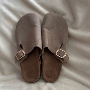 Time and Tru Brown Mules with Buckle